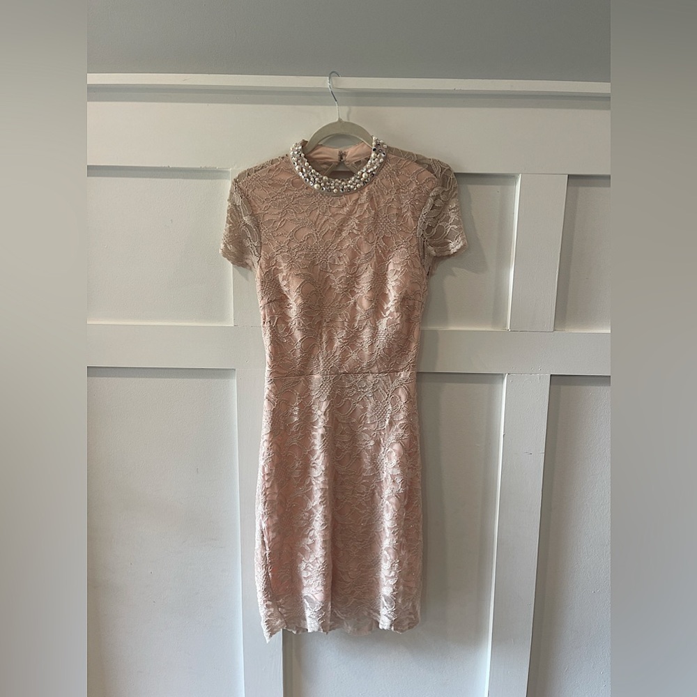 City Studio Beaded Neckline Dress
